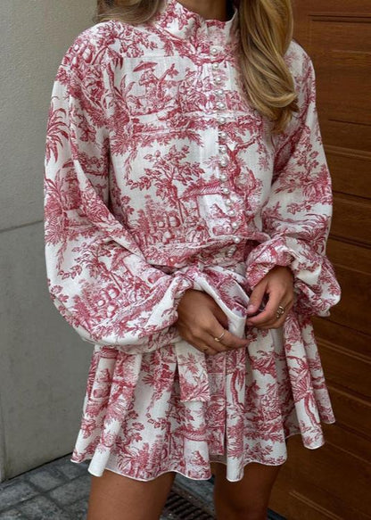 Vintage-InspiRed Puff Sleeve A-Line Mini Dress