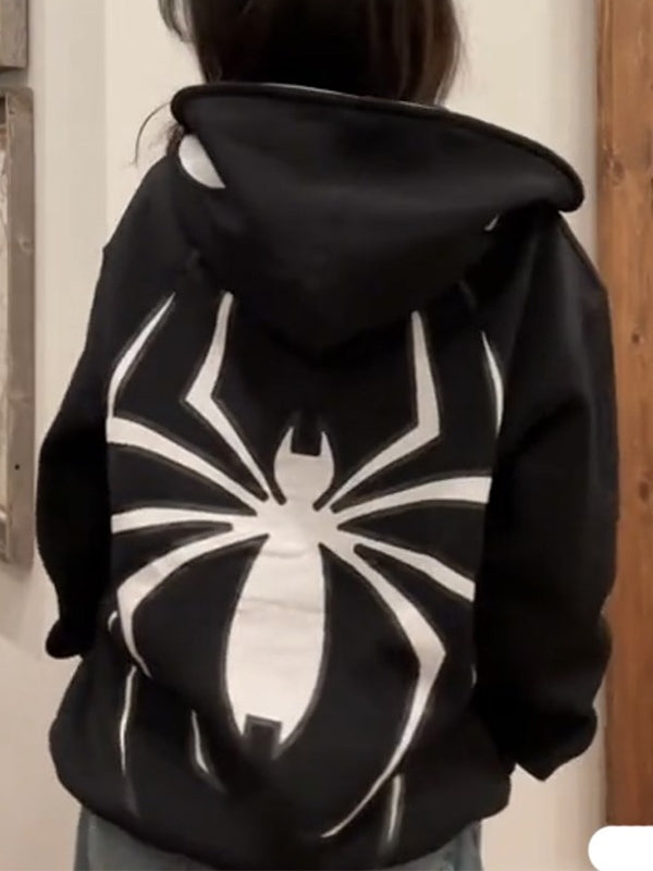 Punk Spider Print Oversized Hoodie