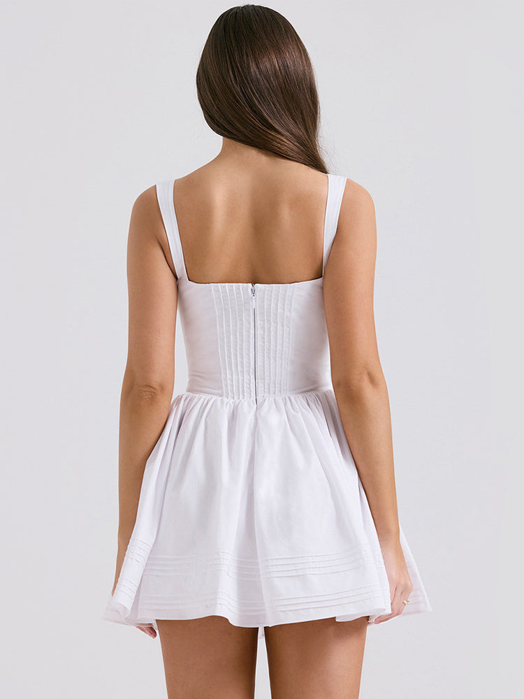 Floral Dress Mini Dresses Lace Up Straps Neck Sleeveless Cottagecore Short Dress