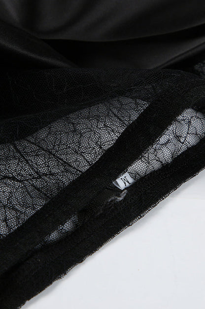 Lace Appliqué Asymmetrical Maxi Skirt