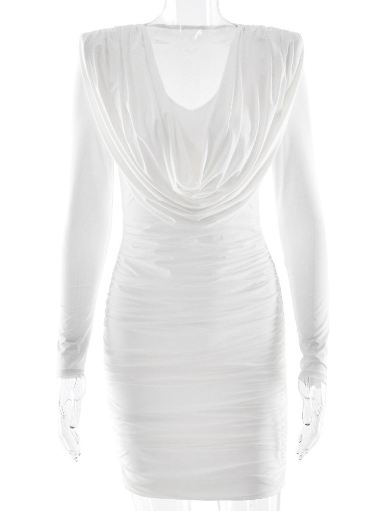 Modern Ruched Mini Dress With Deep V Neck For Women 2026