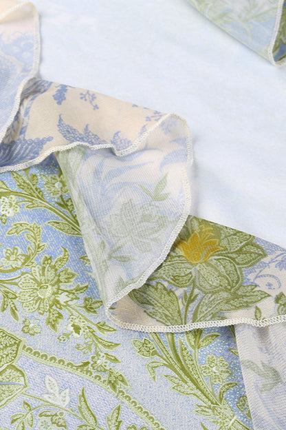 Floral Mesh Strapless Bodycon Maxi Dress