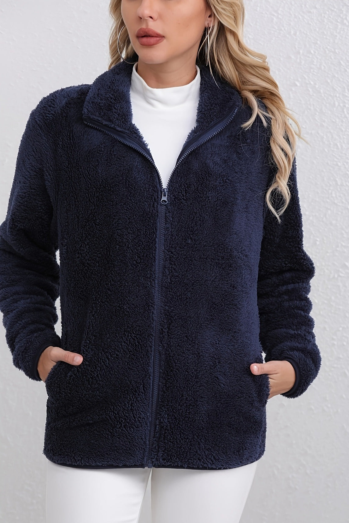 Casual Fuzzy Zipper Jacket