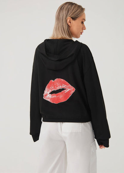 Kiss Me Bold Lip Print Hoodie