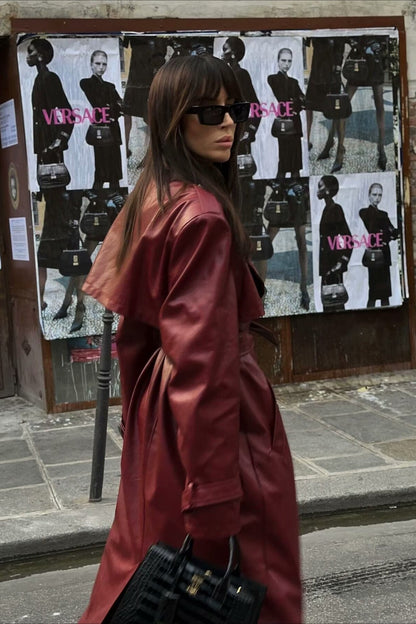 Loose Leather Trench Coat