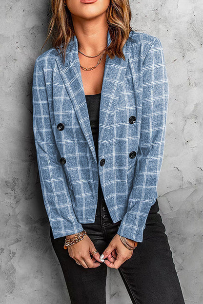 New plaid printed button casual blazer