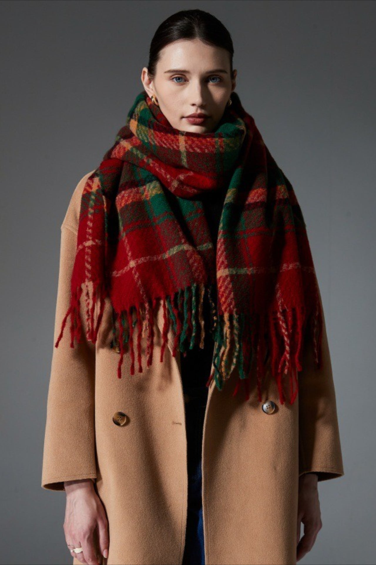 Plaid Fringe Scarf