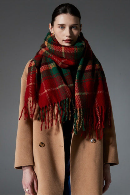 Plaid Fringe Scarf
