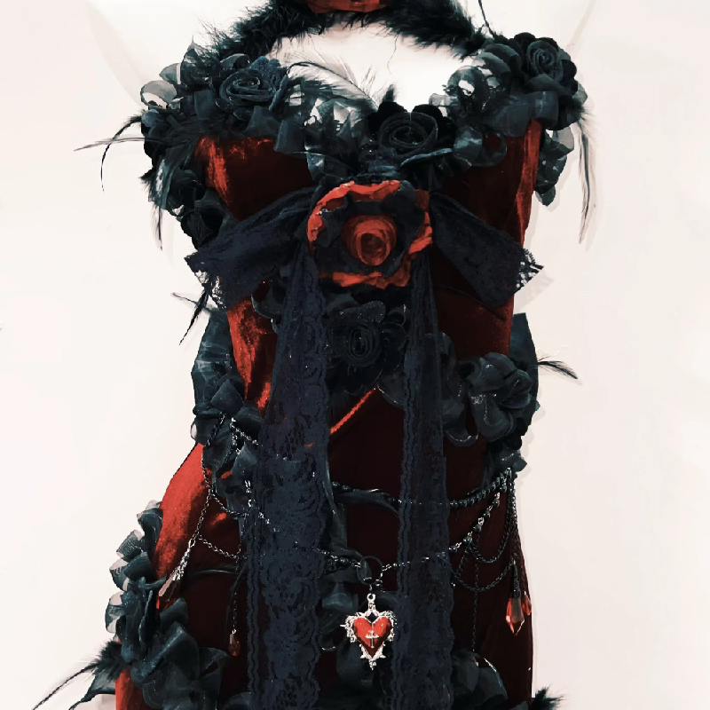 Halter feather flower applique bowknot ruffle maxi dress