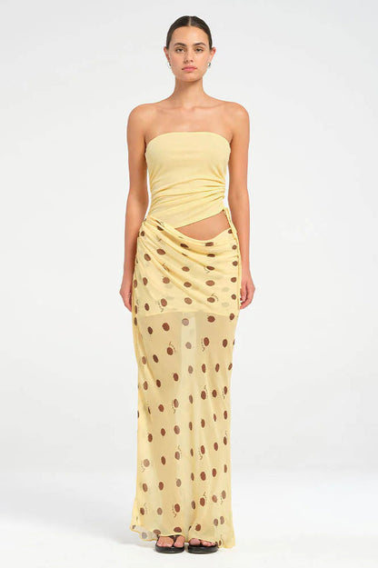 Strapless Polka Dot Patchwork Slim Fit Maxi Dress