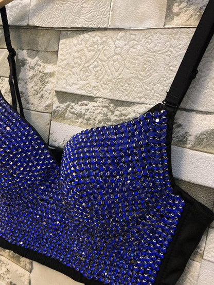 Rhinestone Push Up Bralette Bustier Top