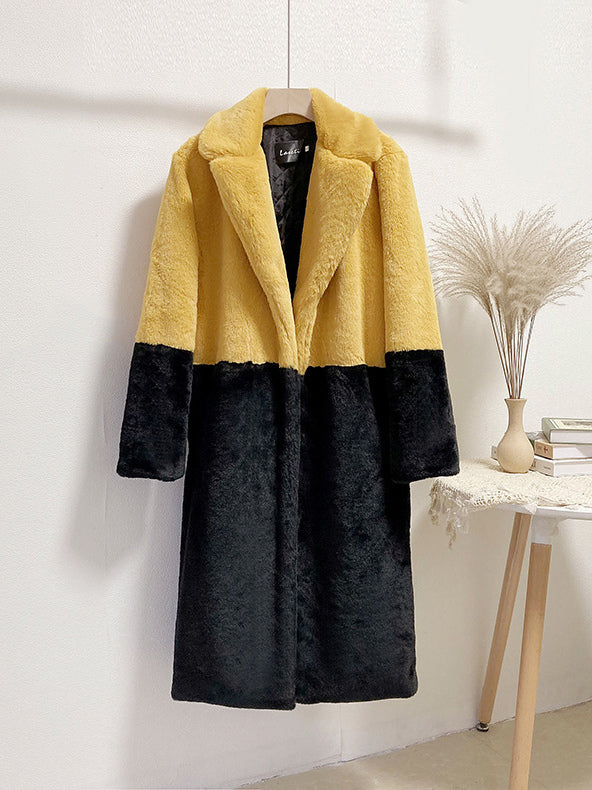 Faux Fur Coats For Women Two Tone Long Eco-friendly Fur Coat