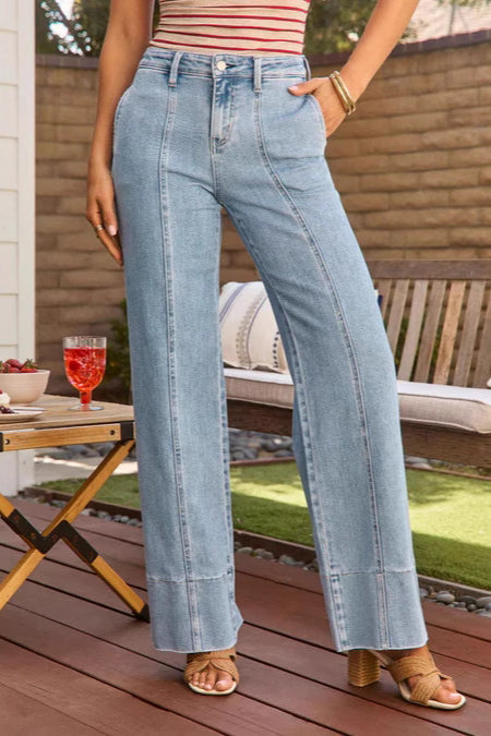 High Waist Stretch Straight Jean