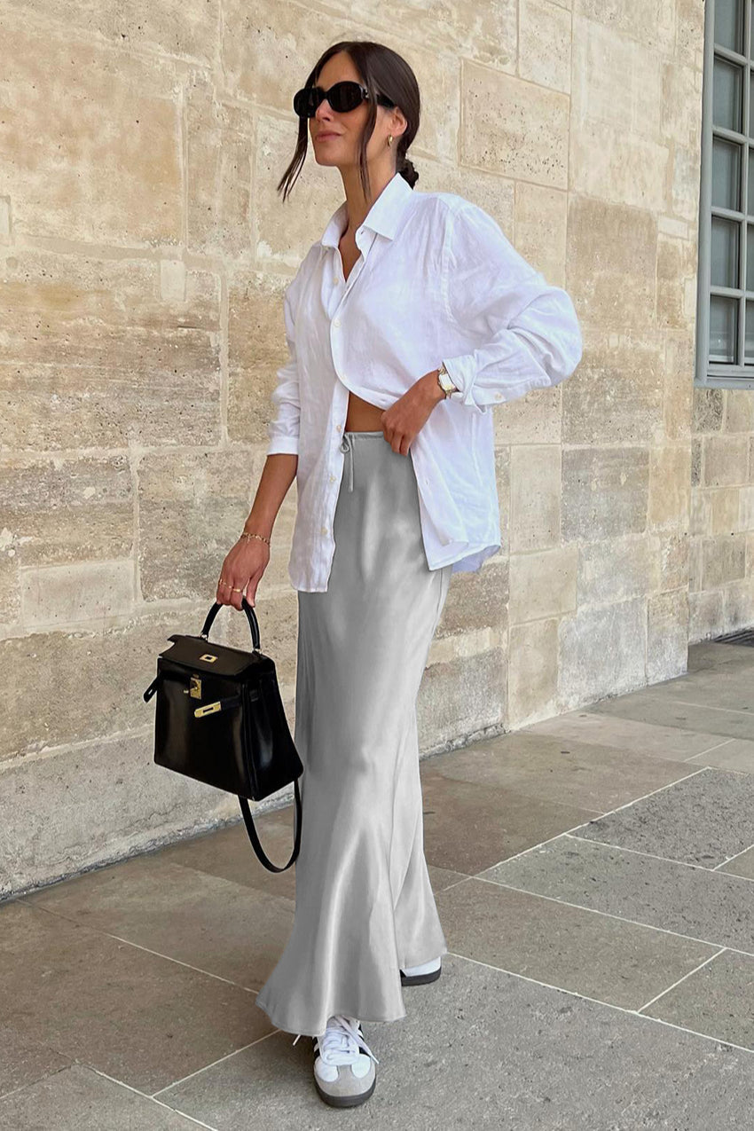 High Waist Tie Mermaid Maxi Skirt