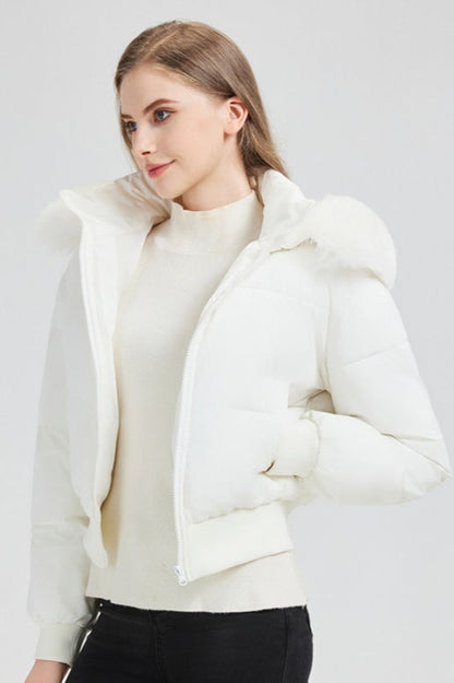 Plush Hooded Faux Fur Collar Puffer Jacket