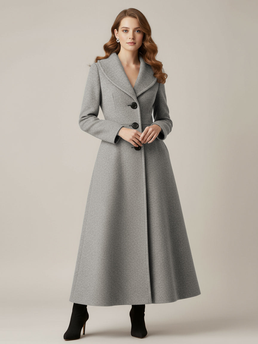 Full Length Woolen Coat With Shawl Collar For Women 2026