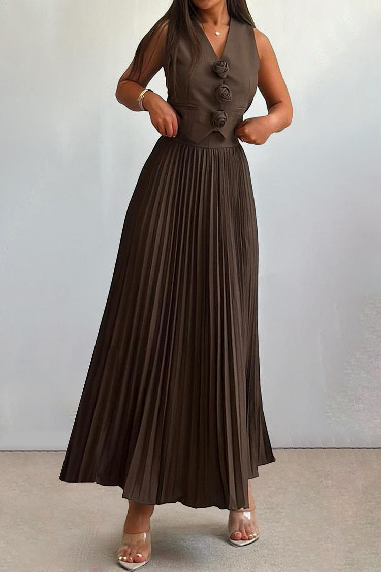 Madeline Rosette Pleated Skirt Set