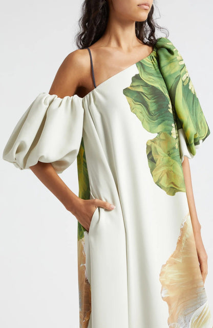 Payton Floral Asymmetric Neck Maxi Dress