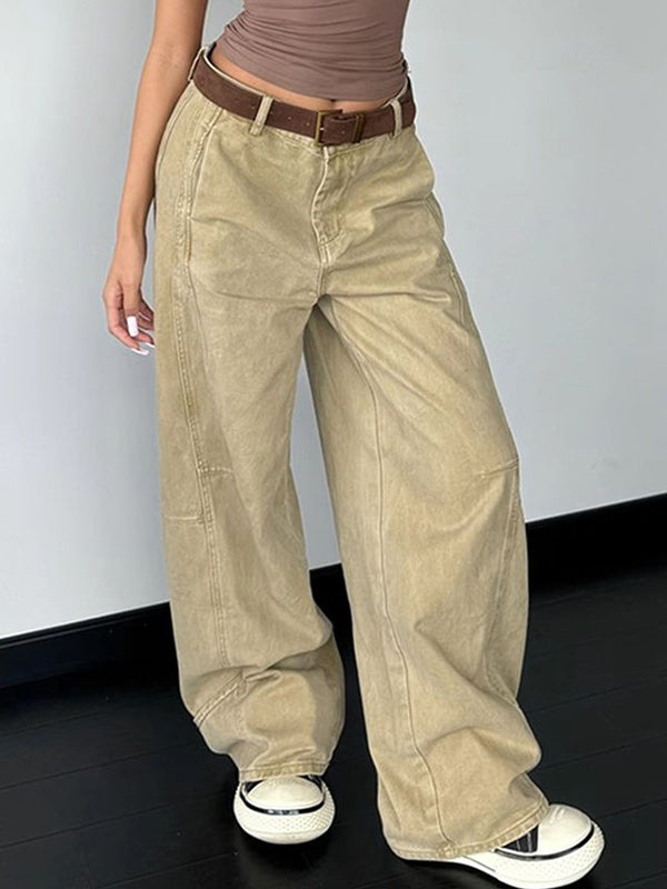 Camel Vintage Designer Machete Wide Leg Boyfriend Jeans