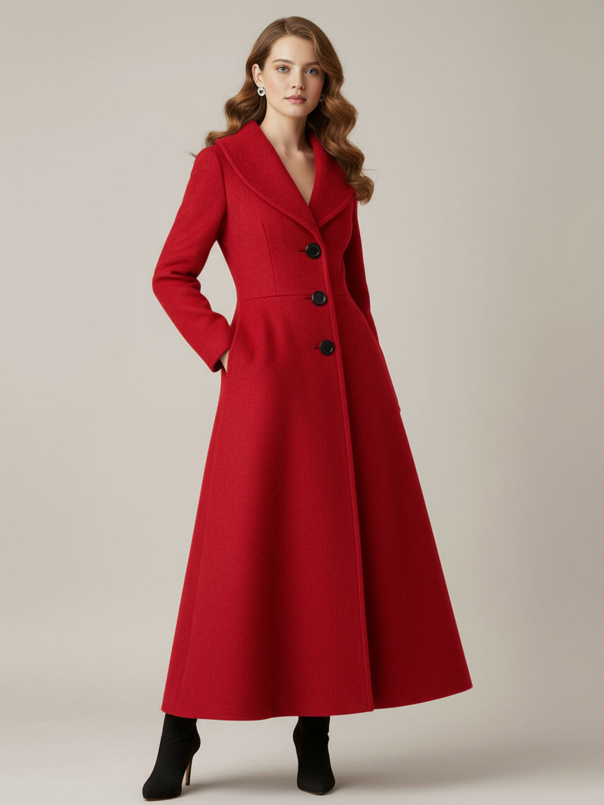 Full Length Woolen Coat With Shawl Collar For Women 2026