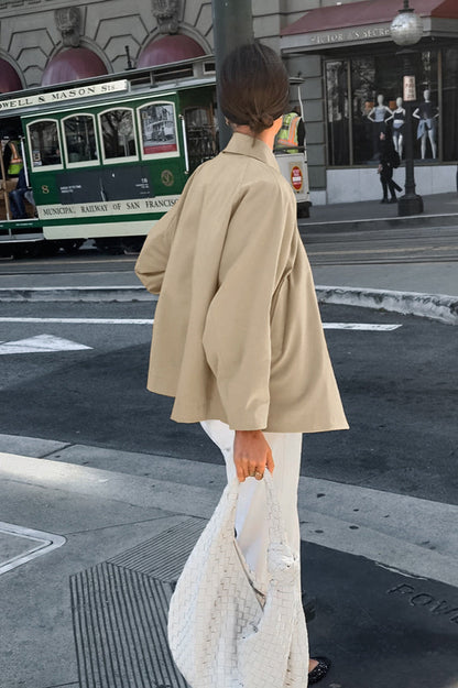French Khaki Utility Trench Coat