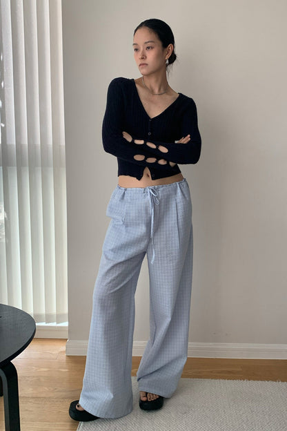 Loose Fit Checkered Casual Pants