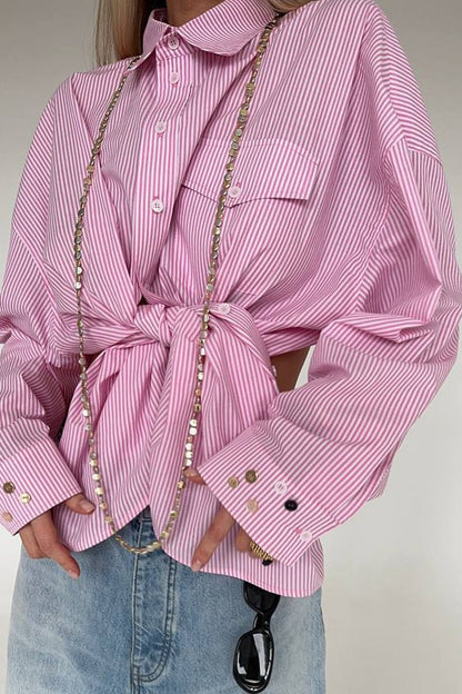Back Stripe Button Detail Blouse