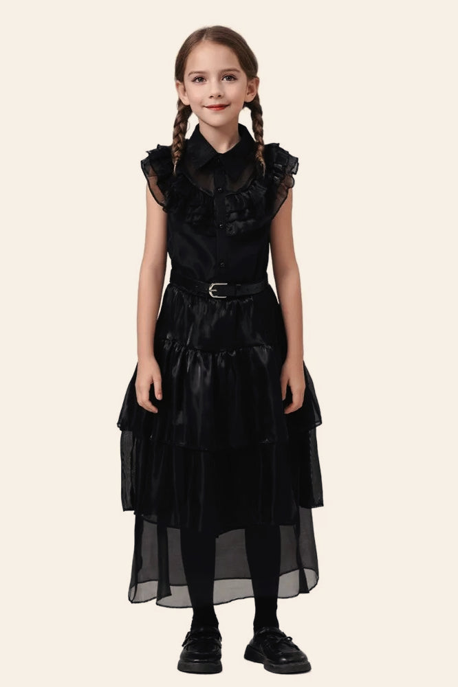 Black Tulle Dress Kid Halloween