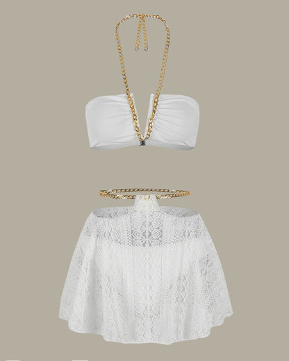 Chain Suspender Skirt Set