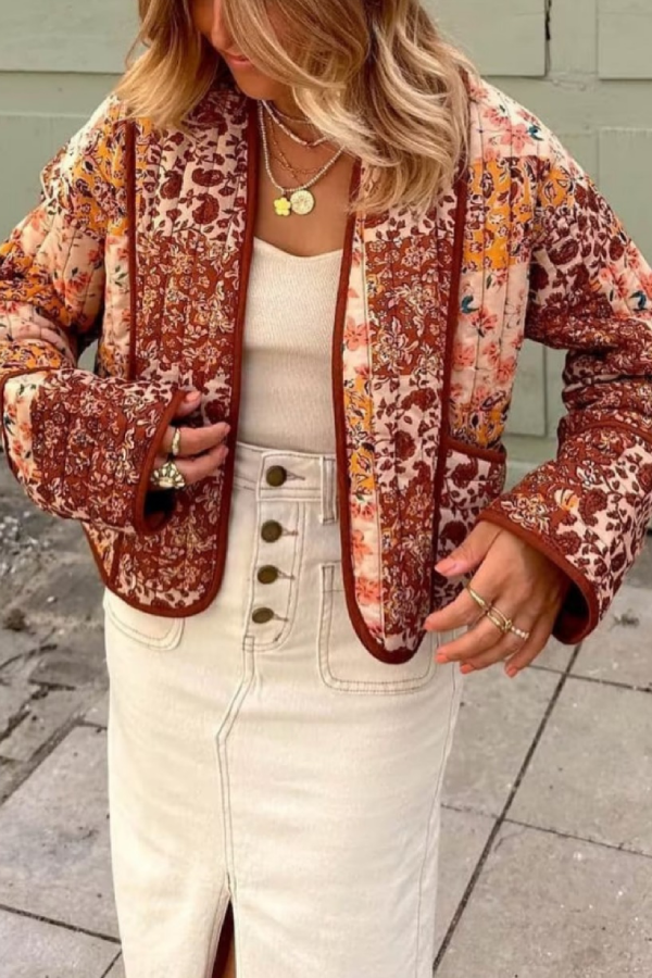 Loose Casual Short Cardigan Quilted Cotton Jacket