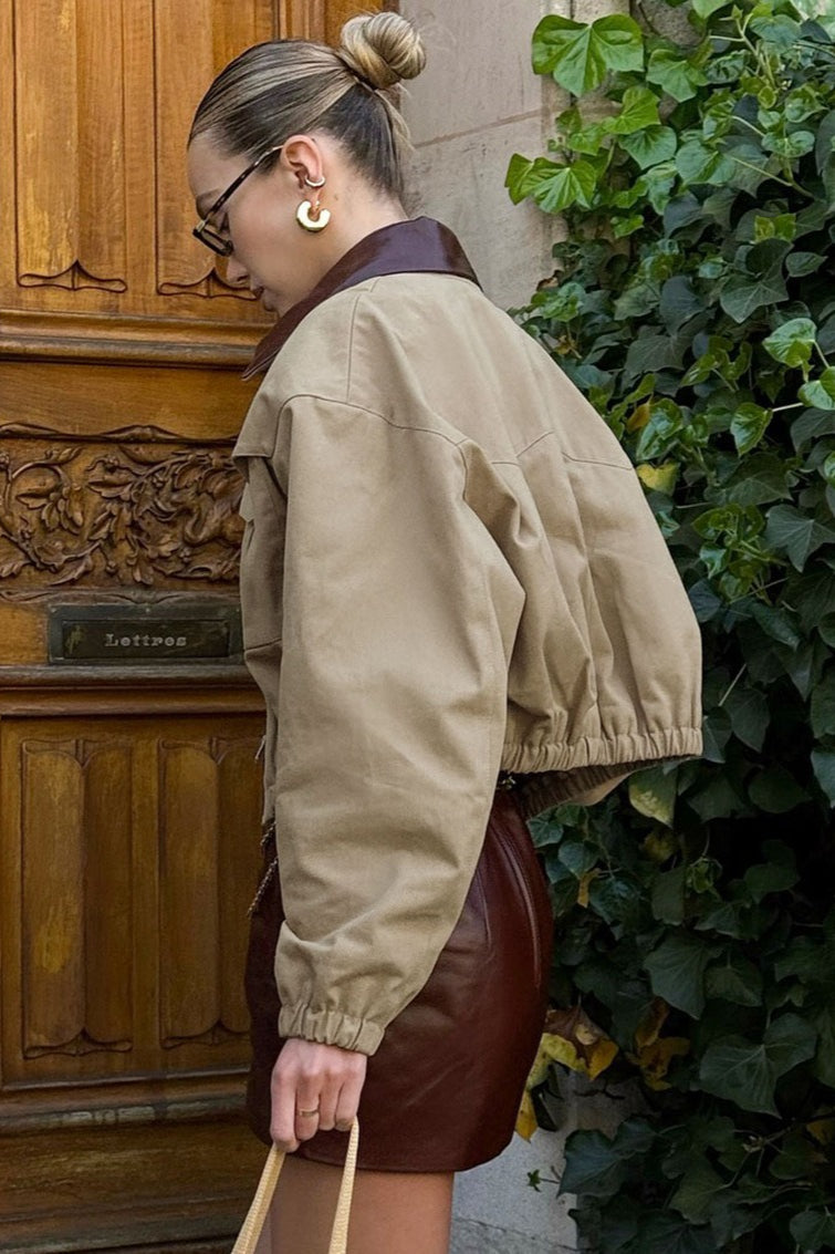 Contrast Color Loose Fit Jacket