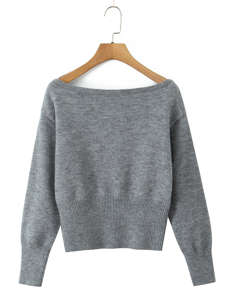 Asymmetric Pullover Sweater With Ribbed Waist And Lantern Sleeves For Women 2026