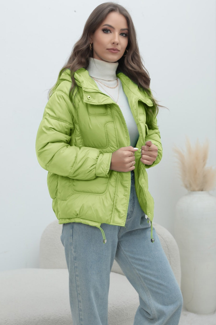Bright Color Stand Collar Puffer Coat