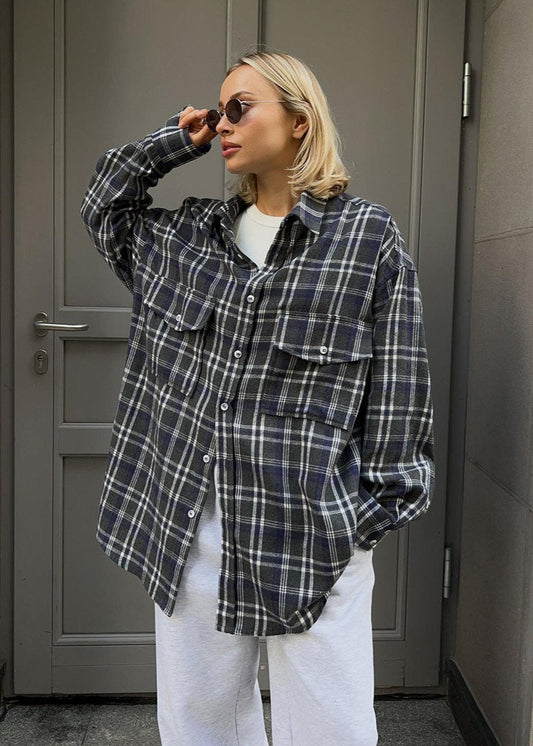 Plaid Oversized Long-Sleeve Shirt – Effortless Everyday Style