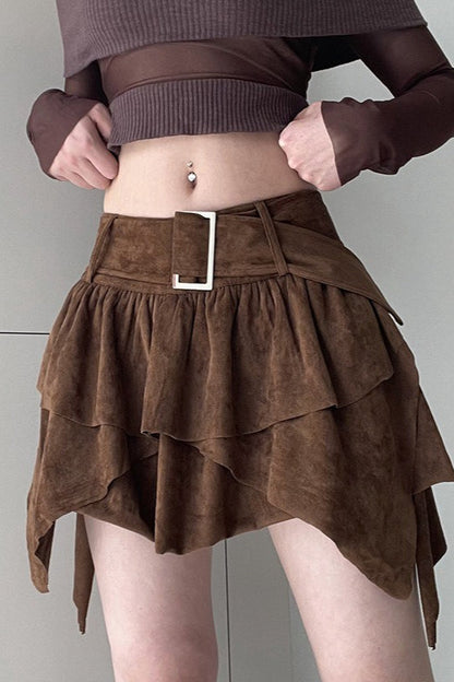 High Waist Layered Asymmetrical Skirt