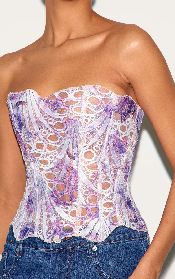 Maci | Lace Tie Corset Top