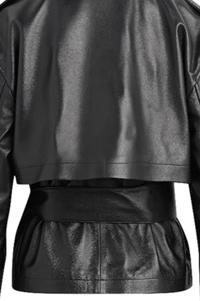 Street Style Cropped Leather Coat