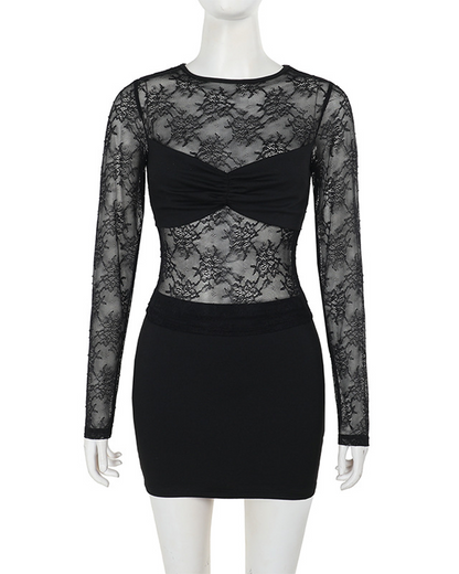 Elegant Slim Lace Top Skirt Set