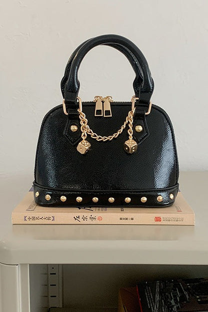 Stylish Metal Charm Sophisticated Top Handle Crossbody Bag