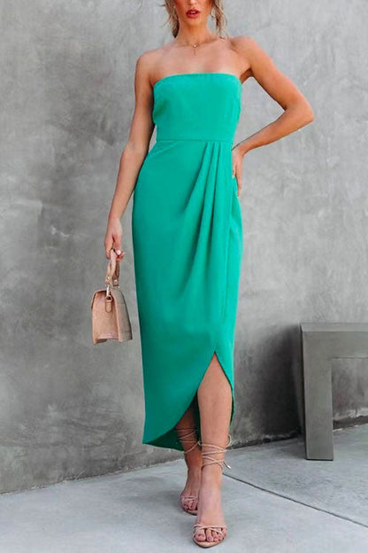 Sleeveless Off Shoulder Slit Irregular Party Dress