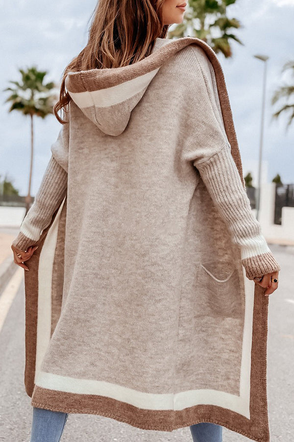 Autumn and winter casual all-match hooded long cardigan sweater jacket