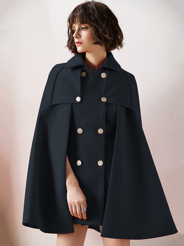 Women Burgundy Wool Blend Poncho Oversized Cape Coat Winter Outerwear 2026