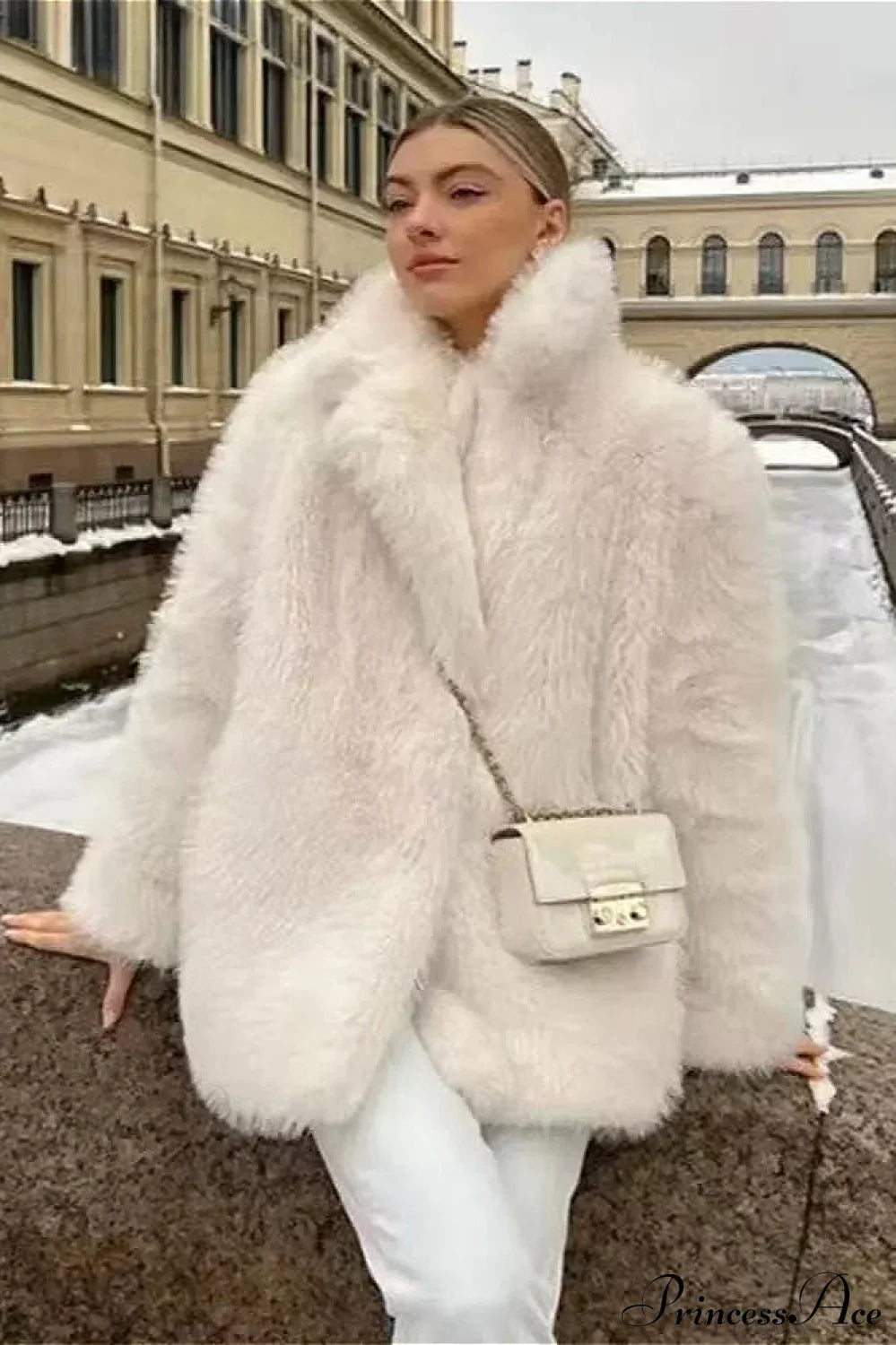 Eco Faux Fur Solid Chic Cropped Coat