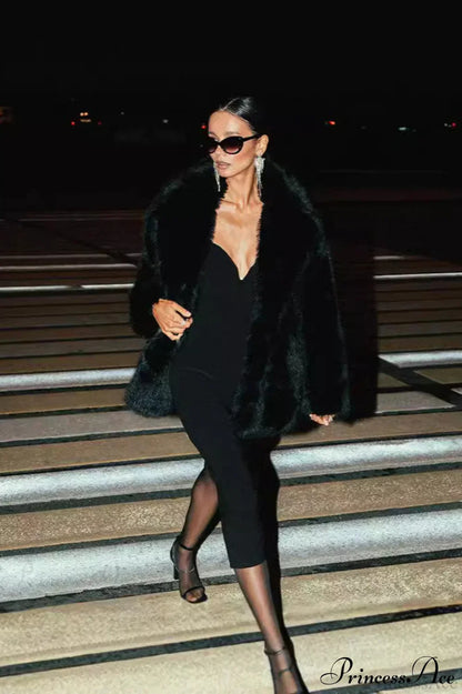 Eco Faux Fur Solid Chic Cropped Coat