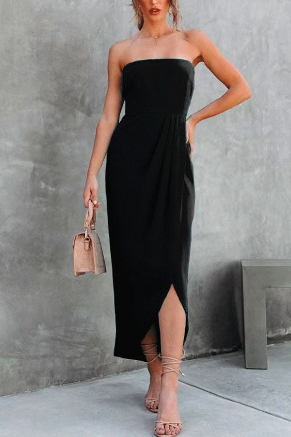 Sleeveless Off Shoulder Slit Irregular Party Dress