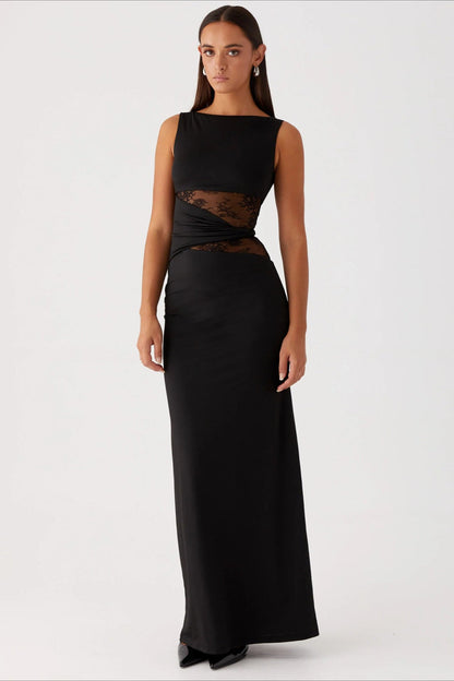 Sexy Cut Out Lace Panel Sleeveless Bodycon Dress