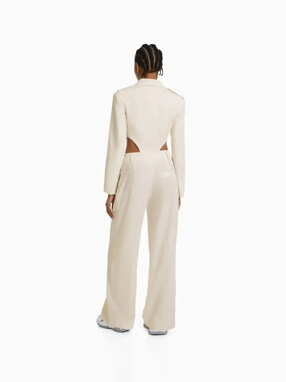 Bodysuit Style Blazer & Wide Leg Pants Coord Set