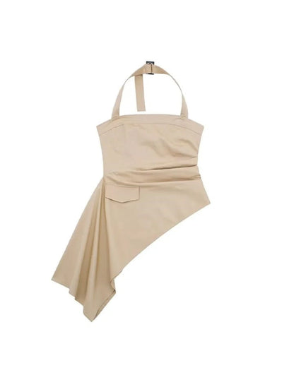 Halterneck Strapless Asymmetric Corset Tube Top