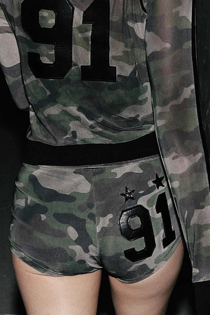 Vintage Casual Print Slim Fit Hot Shorts