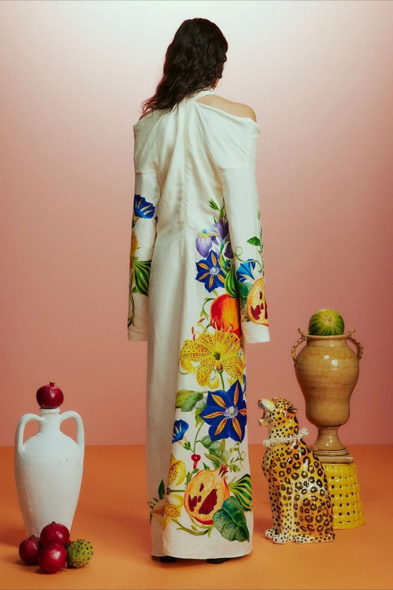 Elegant Floral Print Off Shoulder Maxi Dress